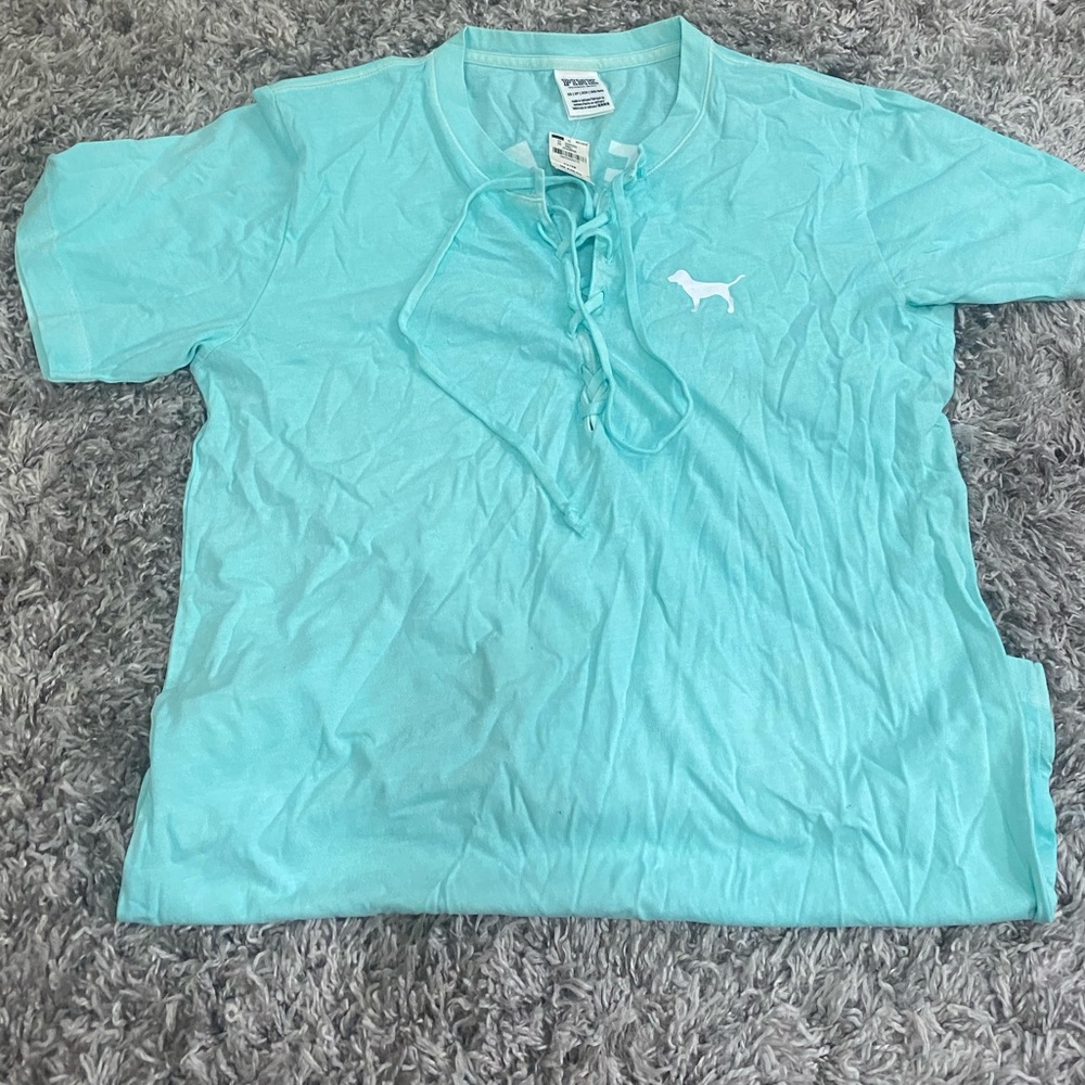 VS pink, front tie shirt